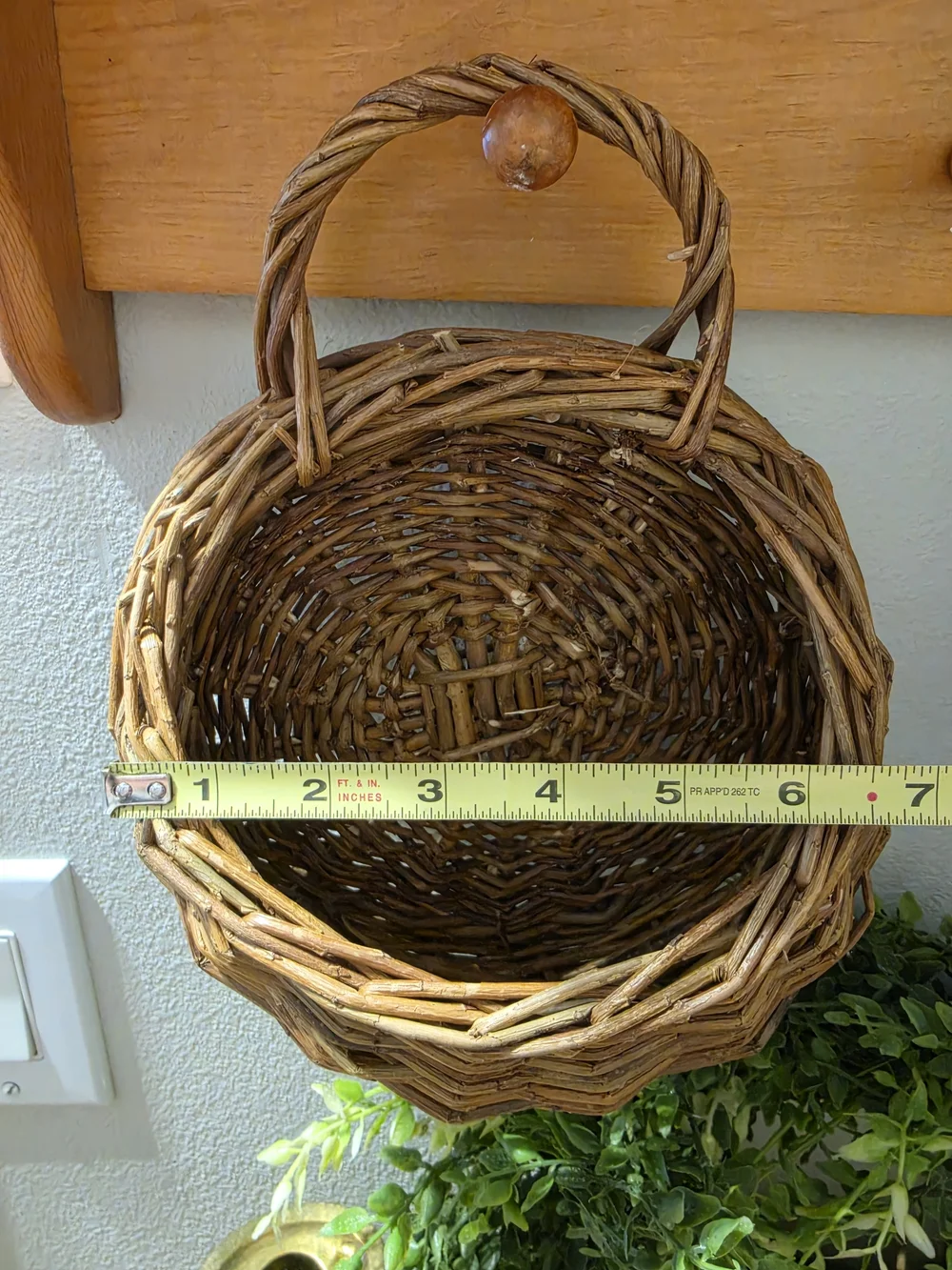 Woven Round Hanging Basket - Natural Brown